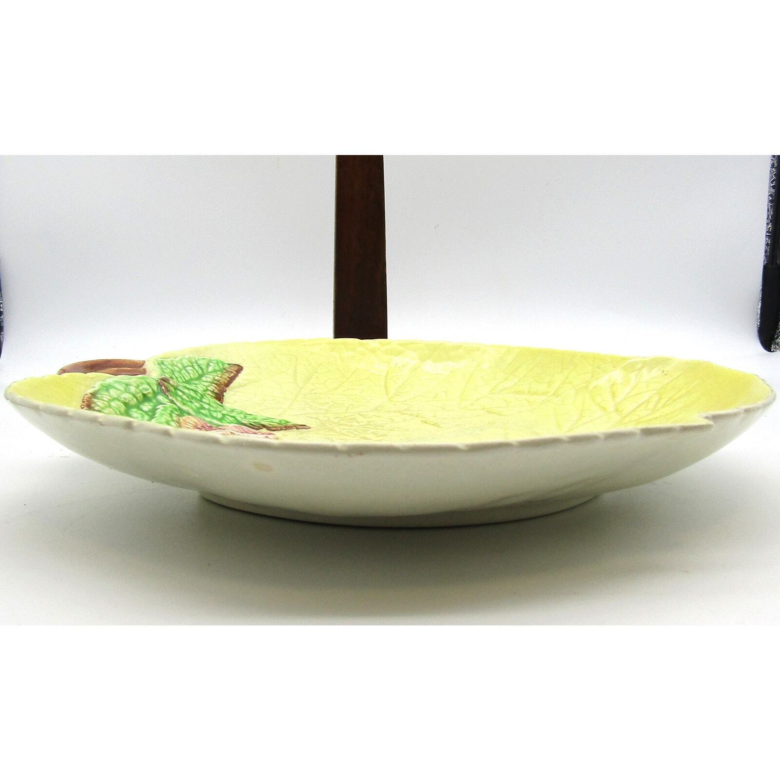 Majolica Plate Floral Design Yellow Pink Green Carlton Ware England