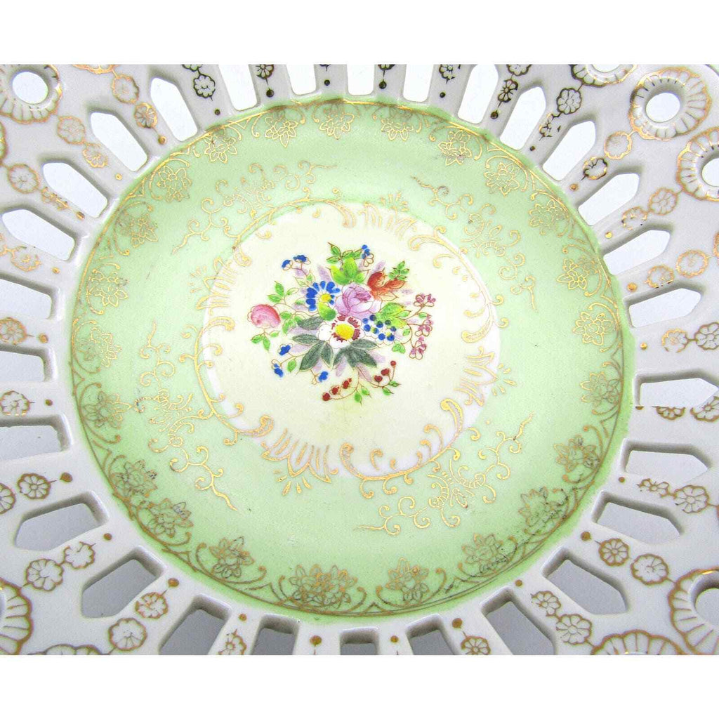 Betson Reticulated Pedestal Bowl Console Bowl Hand Painted 1940's