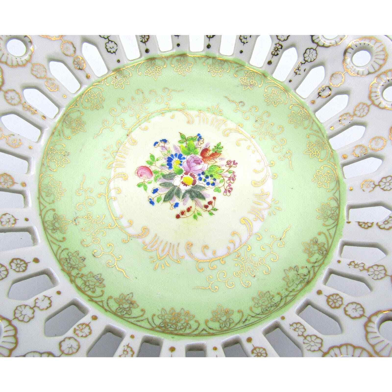 Betson Reticulated Pedestal Bowl Console Bowl Hand Painted 1940's