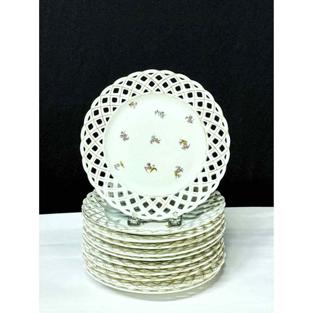 Reticulated Dessert Plate Charles Ahrenfeldt Circa 1880 (set of 11)