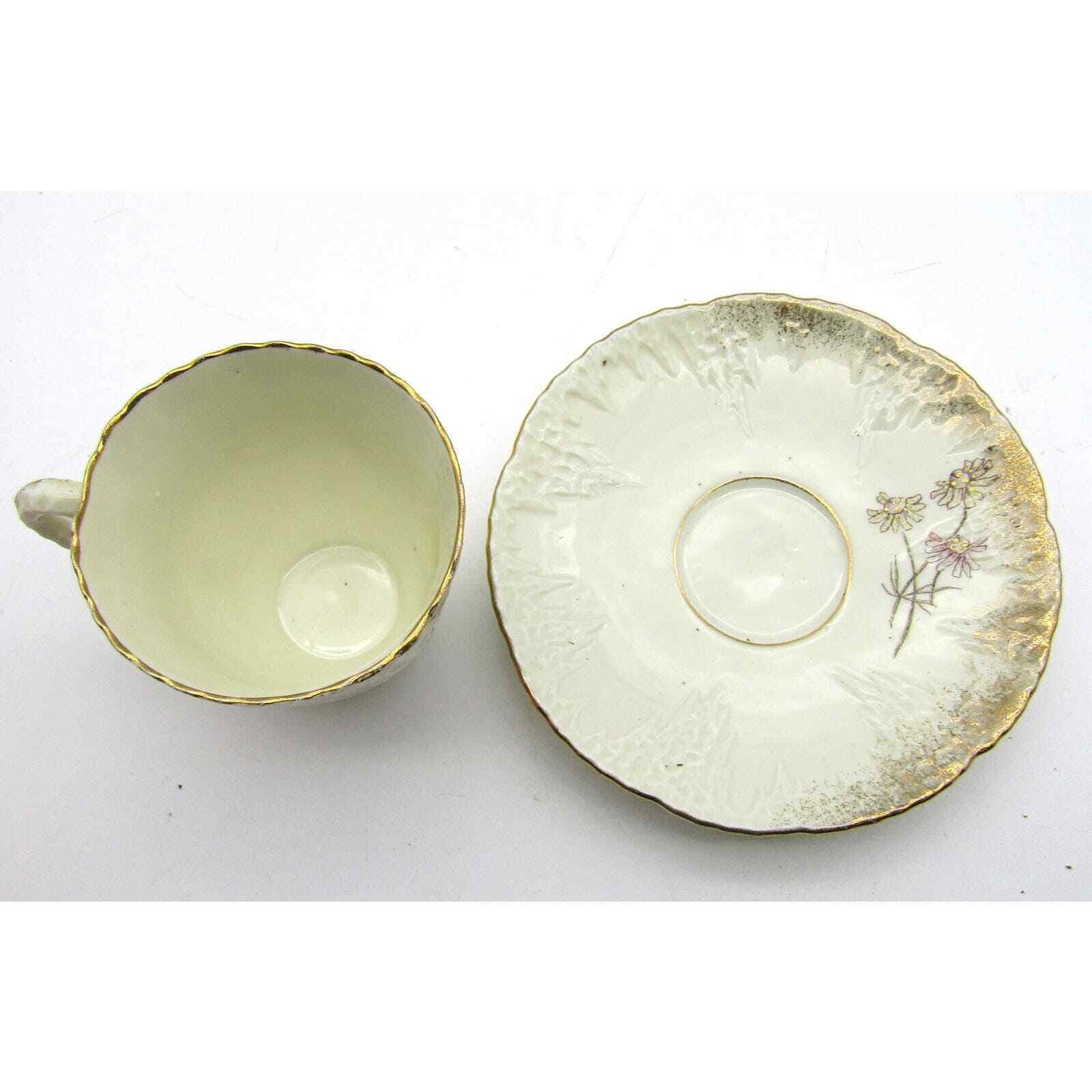 Lovely Demitasse Cup with Hand Painted Embellished Gold Floral Design