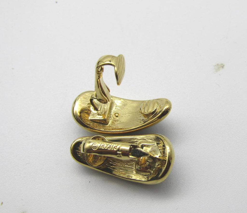 Vintage Trifari Black and Gold Clip-On Earrings