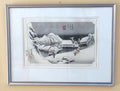 Vintage Framed Hiroshige Kanbara Night Snow Tokaido 53 Uchida Art Kyoto
