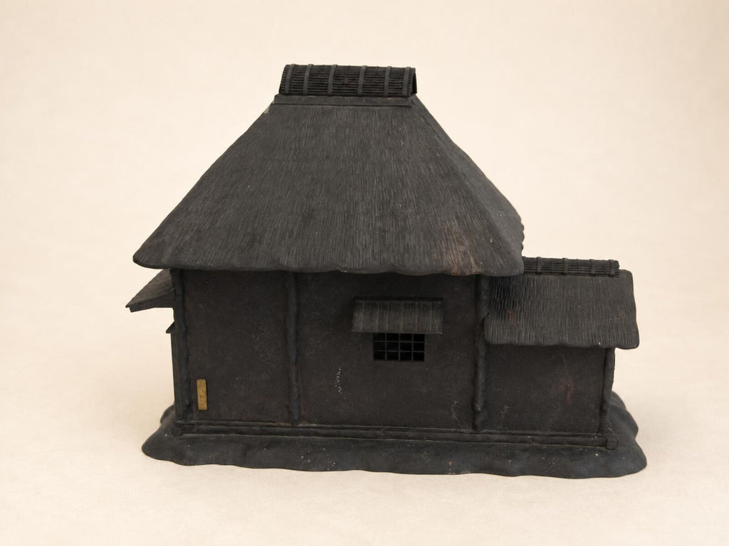 Antique Japanese Cast Iron House Lantern Oil Lamp 4-Door Signed Kyojiro