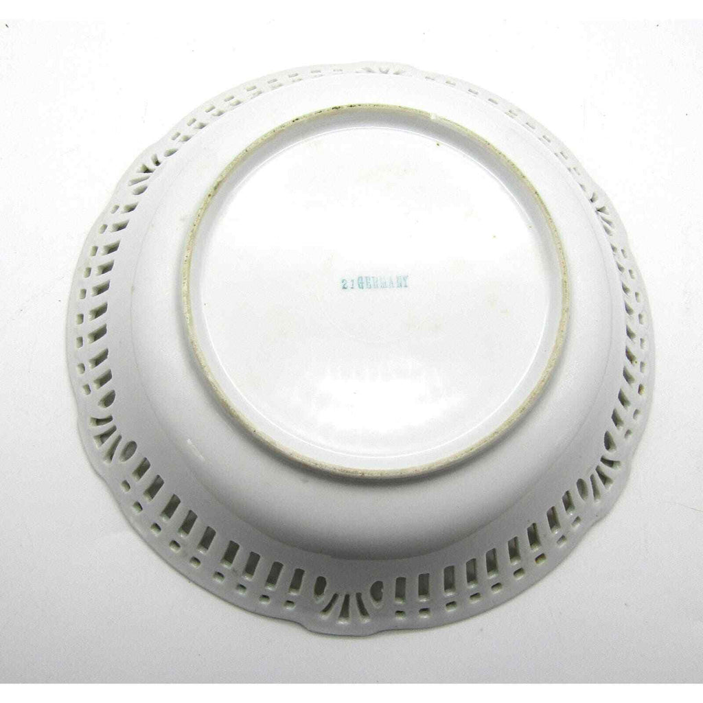 Reticulated Bowl Made in Germany with Hand Painted Apple and Grapes