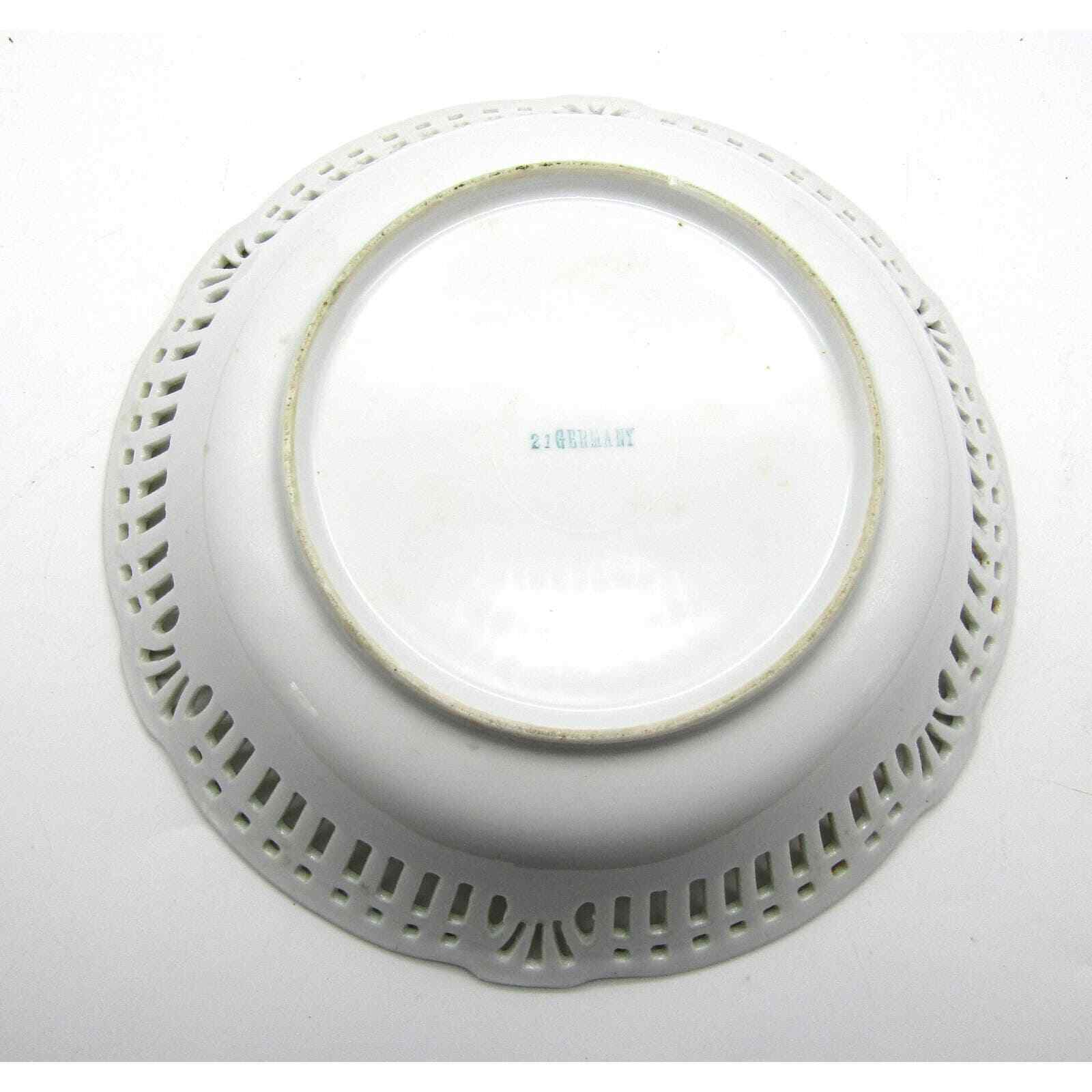 Reticulated Bowl Made in Germany with Hand Painted Apple and Grapes