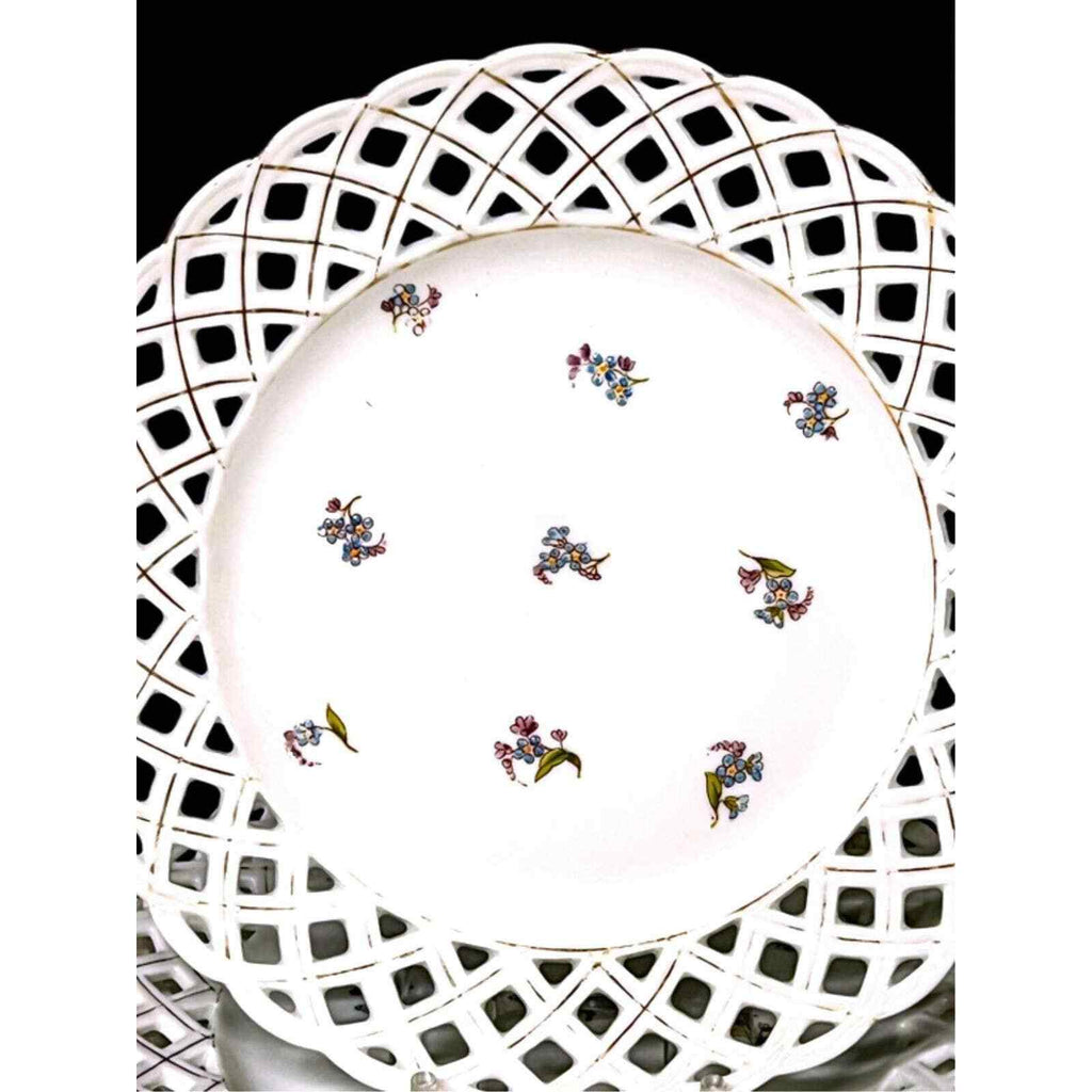 Reticulated Dessert Plate Charles Ahrenfeldt Circa 1880 (set of 11)
