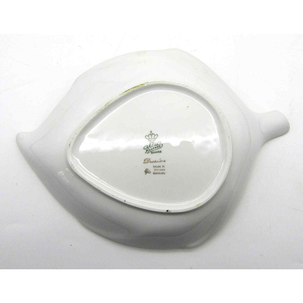 Alka Kunst Leaf Shaped Dish Bavaria Western Germany Dresden Hand Painted Flowers