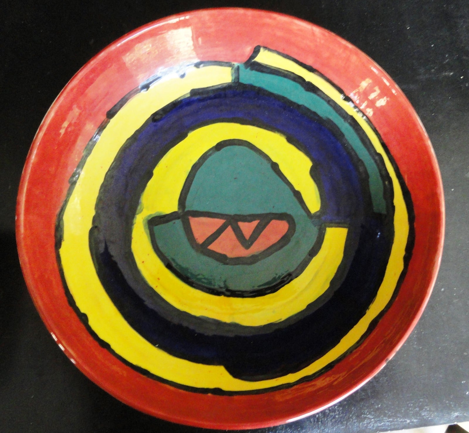 Studio Pottery Dishes & Large Serving Bowl Unique & Fun 6 Pieces MINT