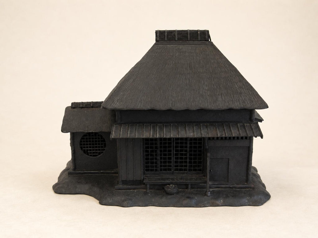 Antique Japanese Cast Iron House Lantern Oil Lamp 4-Door Signed Kyojiro