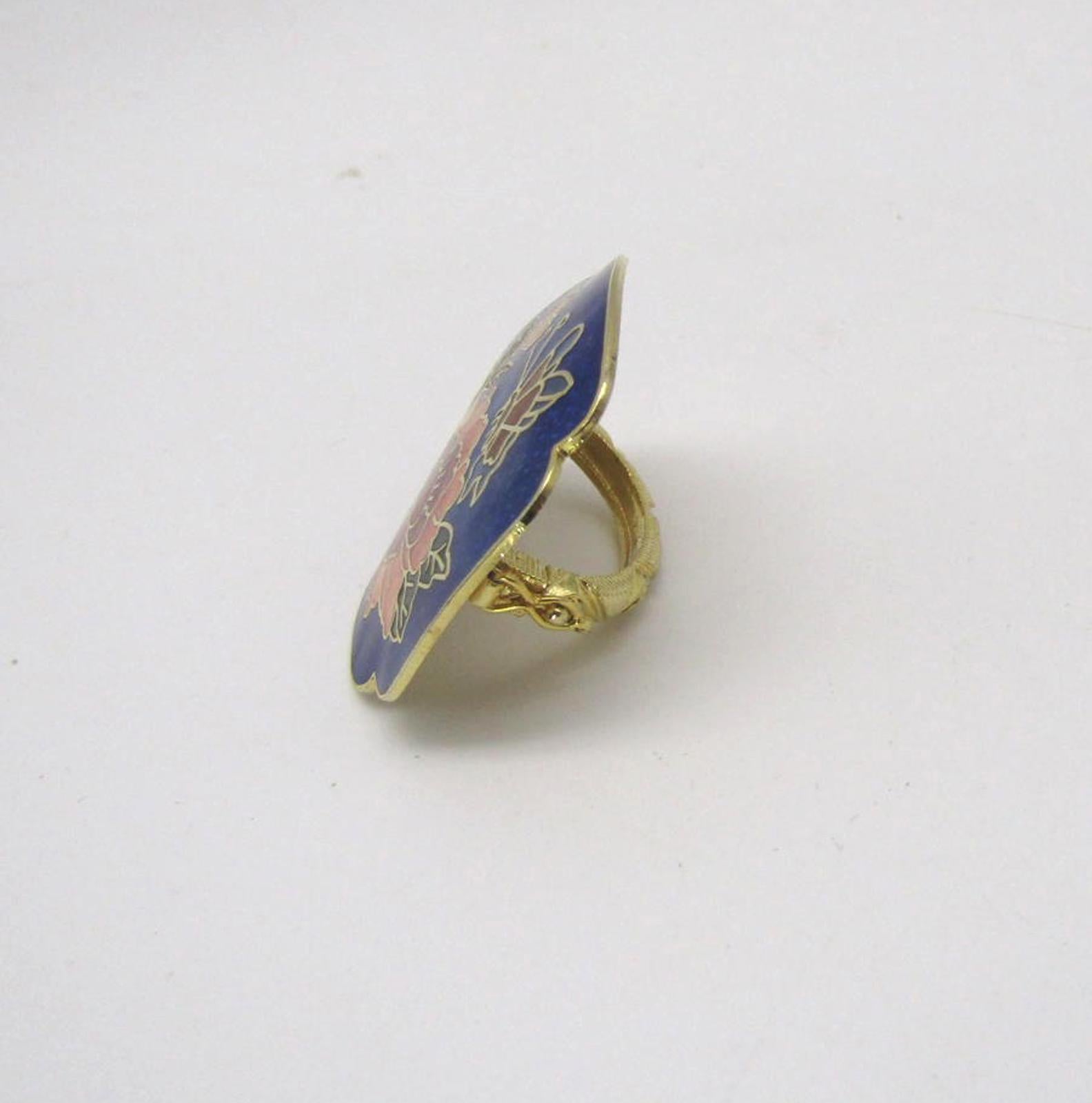 Vintage Floral Cloisonné Scarf Clip with Butterfly Design