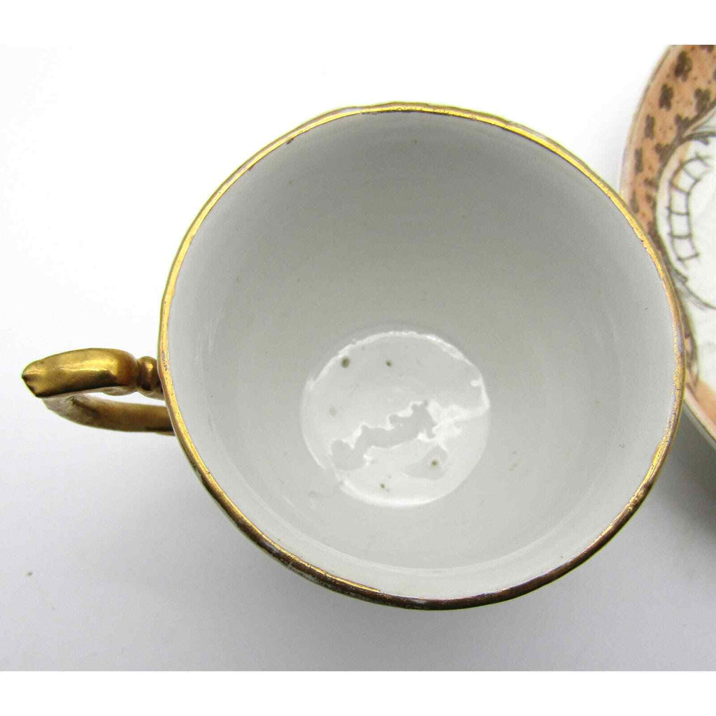 Ornate Demitasse Cup  Hand Painted Floral Design Gold Handle