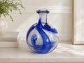 Harkness Glass Blue Swirl Art Glass Vase Hand Blown Signed 5"