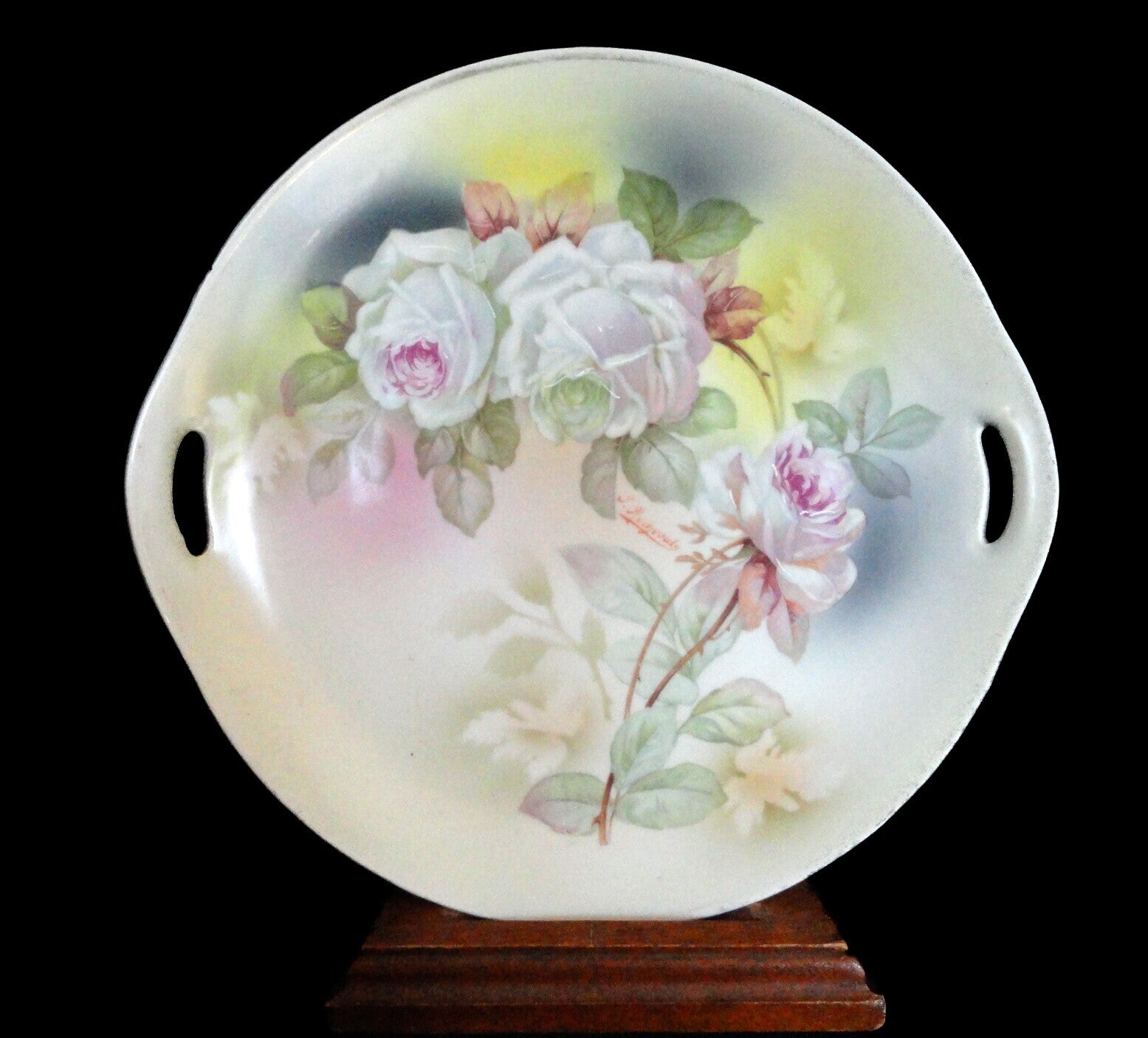 Antique German Cabinet Plate, Hand Painted, Artist Signed, Marked