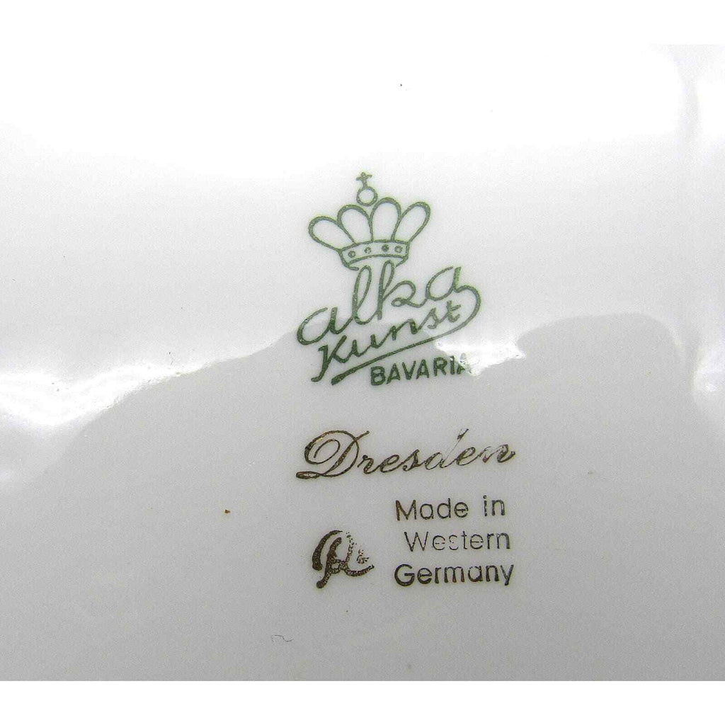 Alka Kunst Leaf Shaped Dish Bavaria Western Germany Dresden Hand Painted Flowers