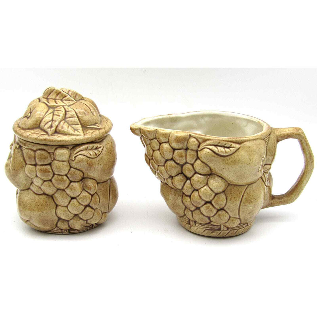 Fun Studio Ceramics Creamer and Sugar Fruit Design Marked JH '73