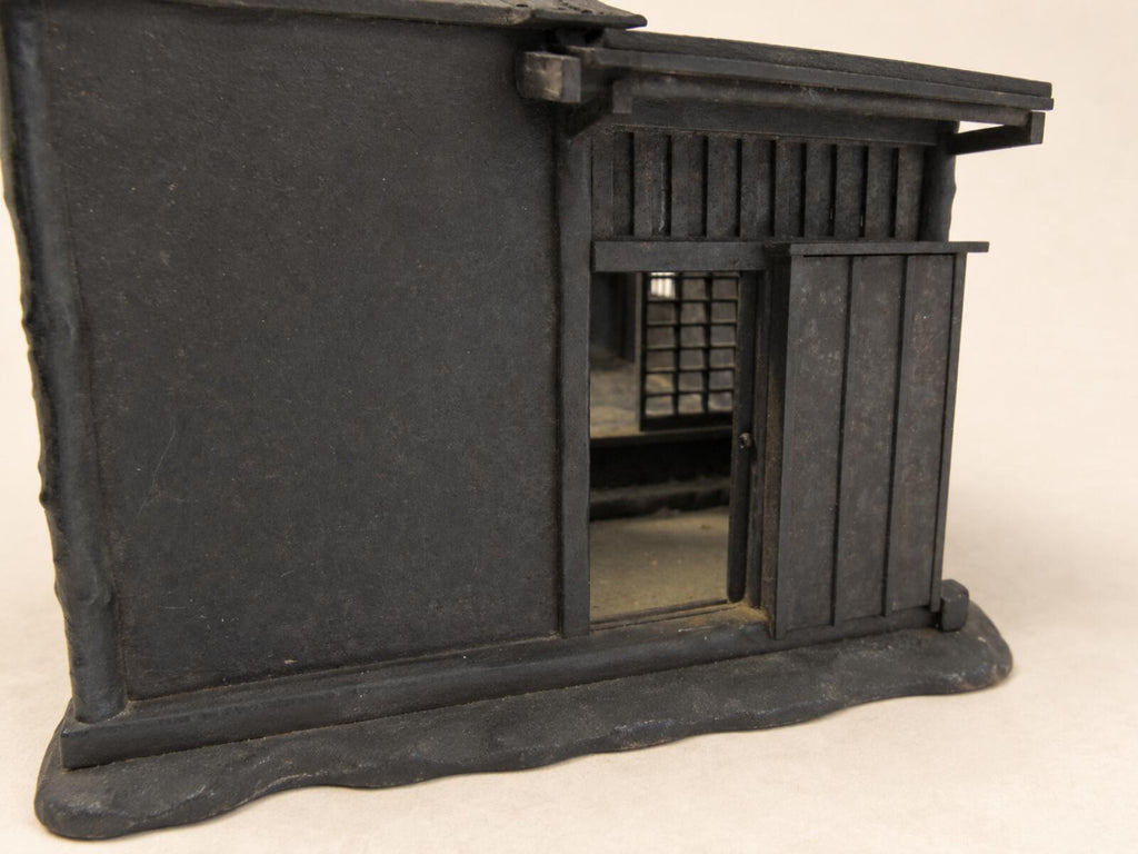 Antique Japanese Cast Iron House Lantern Oil Lamp 4-Door Signed Kyojiro