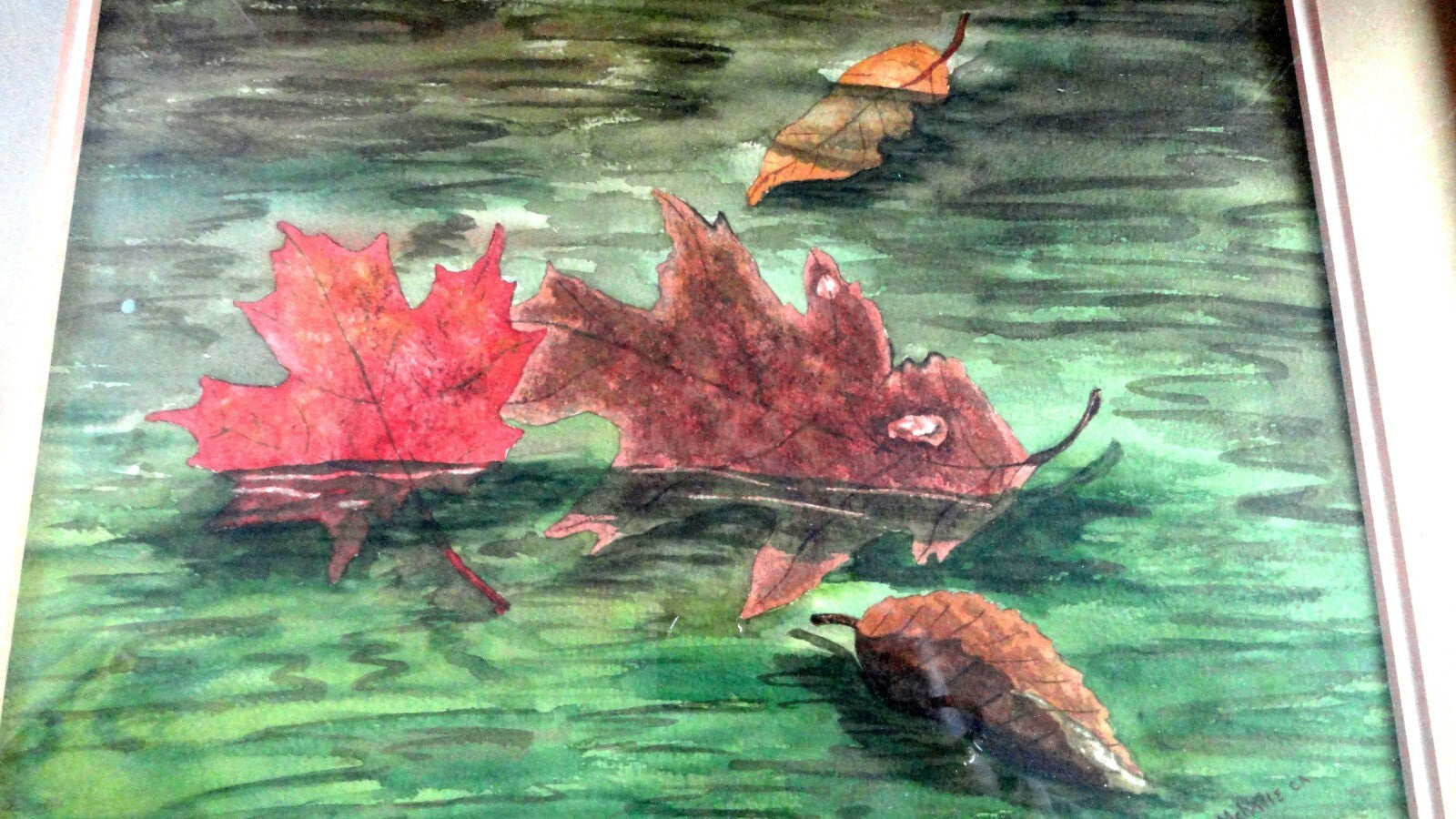 Margery W. Melville, New Hampshire Artist, Autumn Leaves, Watercolor
