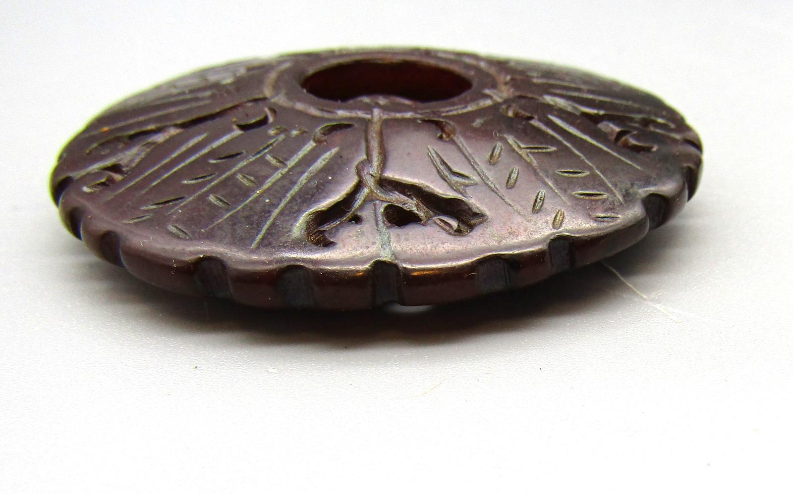 Antique Chinese Brown Jade Talisman Pendant Amulet Shake Rattle