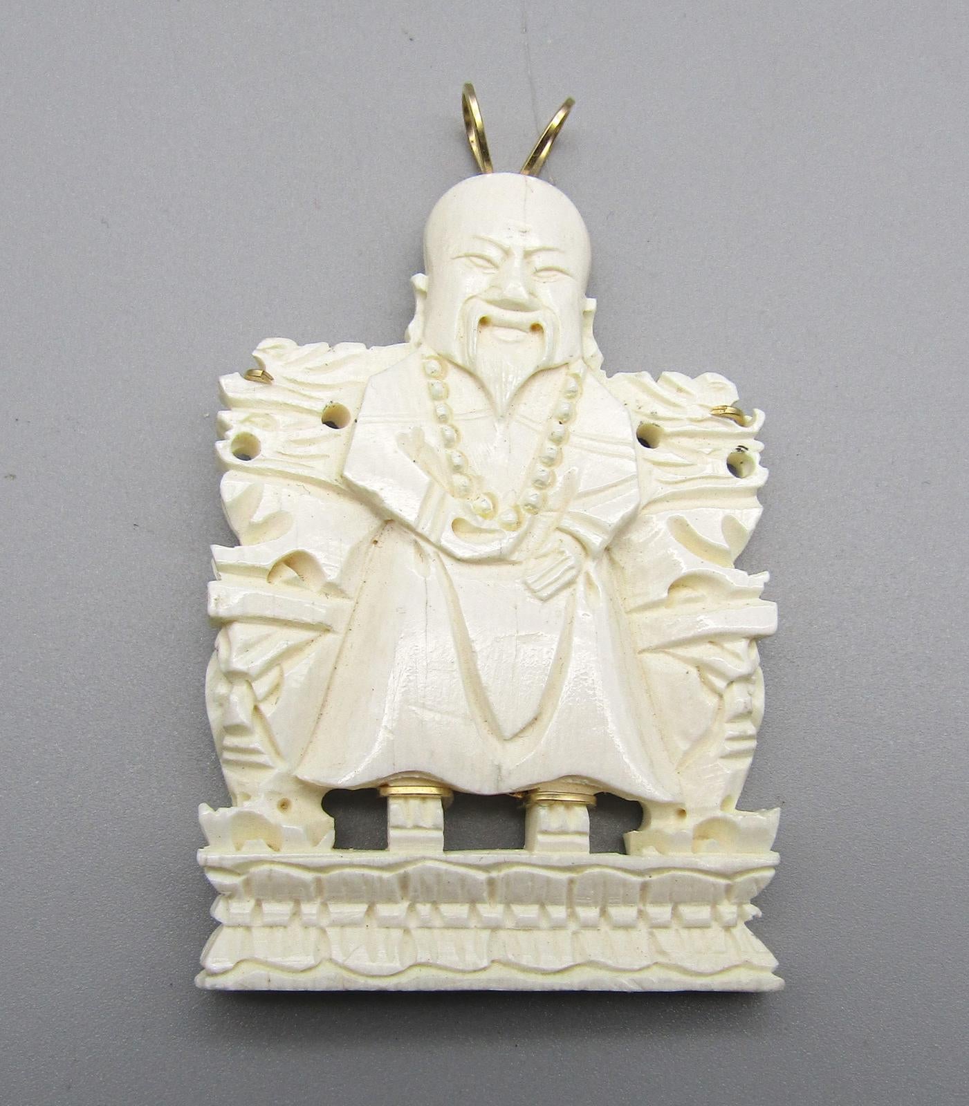 Carved Figurine Pendant Chinese Emperor Pendant, GF L'Fonts Ltd.