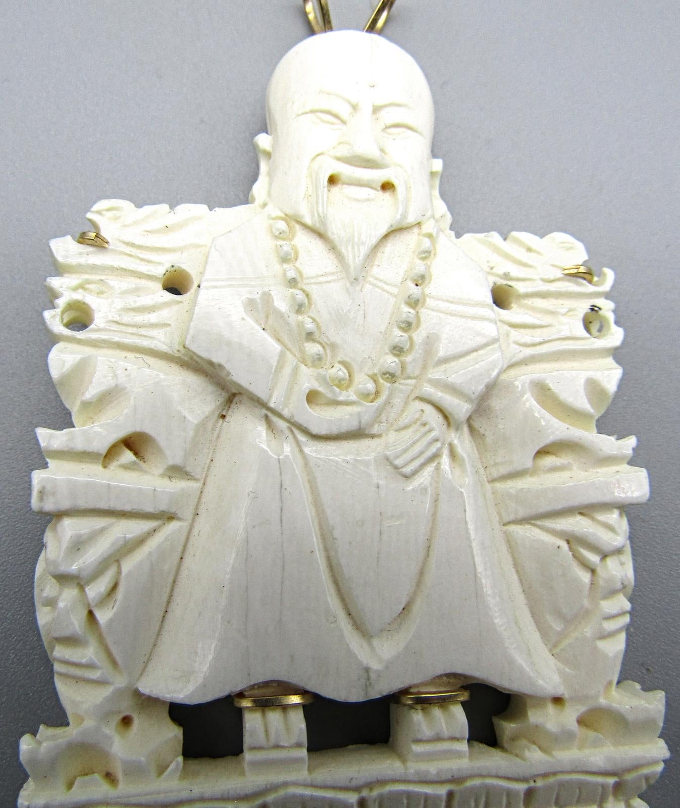Carved Figurine Pendant Chinese Emperor Pendant, GF L'Fonts Ltd.