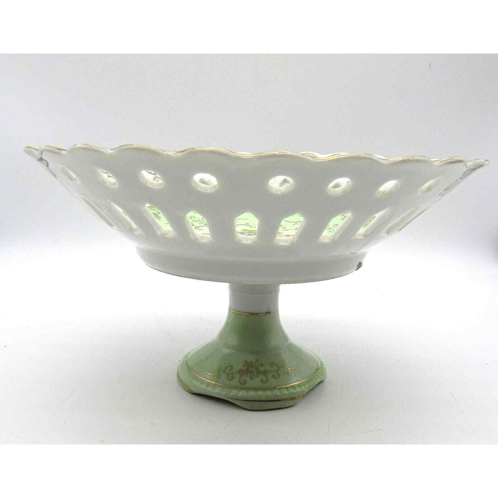 Betson Reticulated Pedestal Bowl Console Bowl Hand Painted 1940's