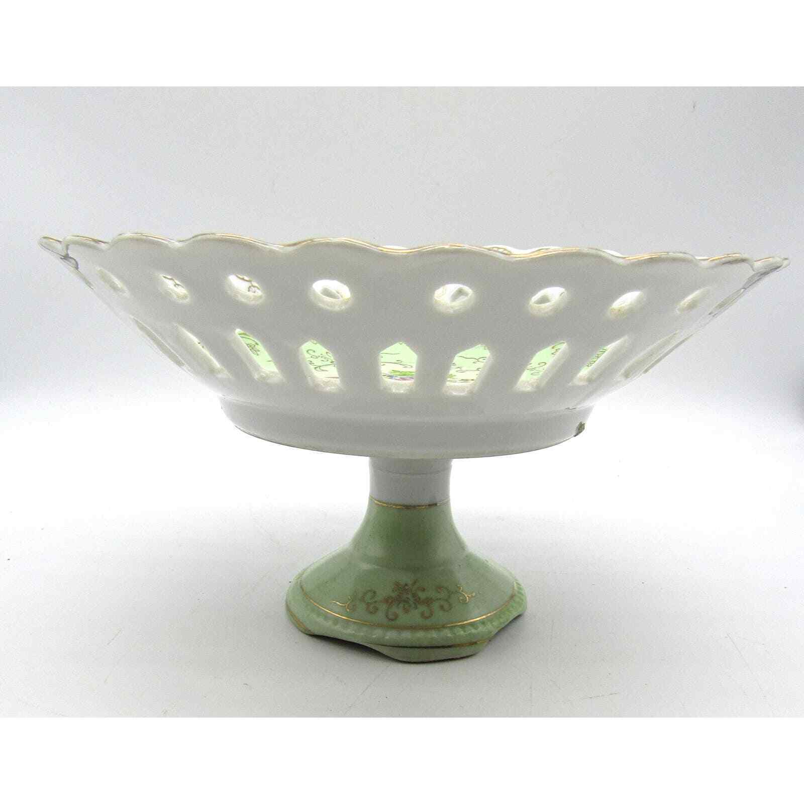 Betson Reticulated Pedestal Bowl Console Bowl Hand Painted 1940's