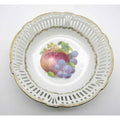 Reticulated Bowl Made in Germany with Hand Painted Apple and Grapes