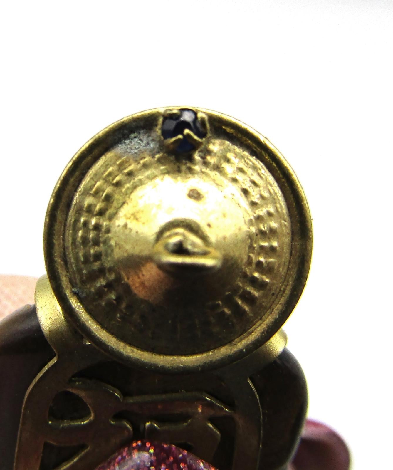 Vintage Carved Buddha Tiger Eye Gold Filled Pendant-Good Fortune Symbol on Back
