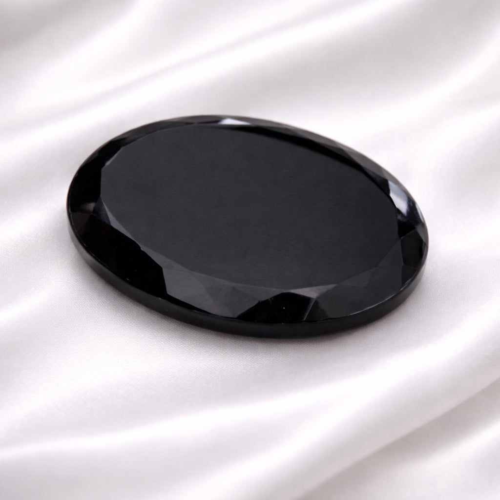 Unmounted Black Onyx Cameo Stone Victorian Woman Profile Beveled Edge 19C
