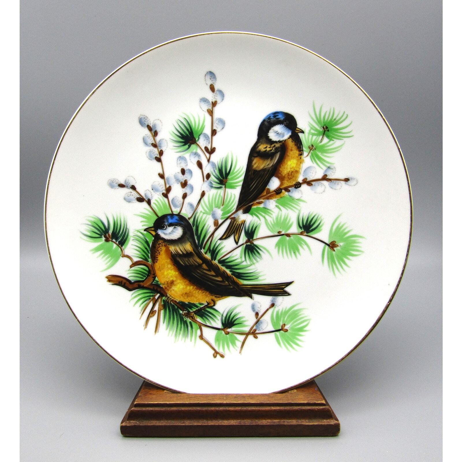 Norcrest China Plate with Birds on Branches Hand Painted Collector Plate
