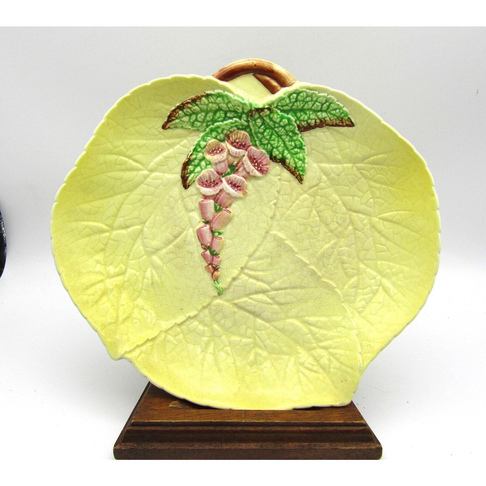 Majolica Plate Floral Design Yellow Pink Green Carlton Ware England