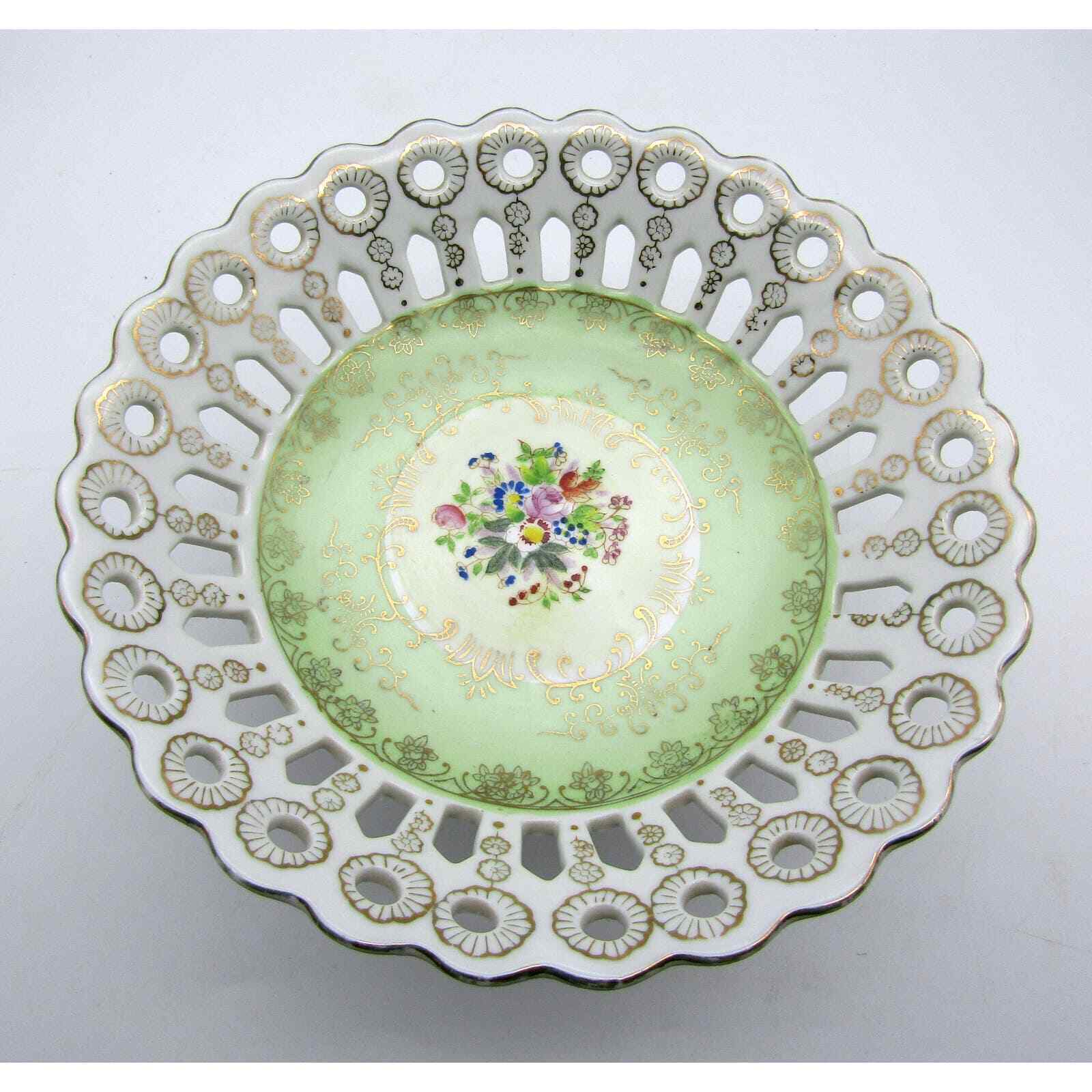 Betson Reticulated Pedestal Bowl Console Bowl Hand Painted 1940's