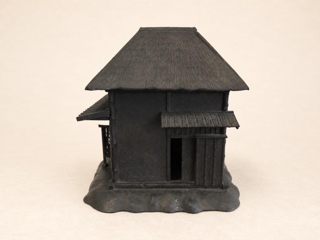 Antique Japanese Cast Iron House Lantern Oil Lamp 4-Door Signed Kyojiro