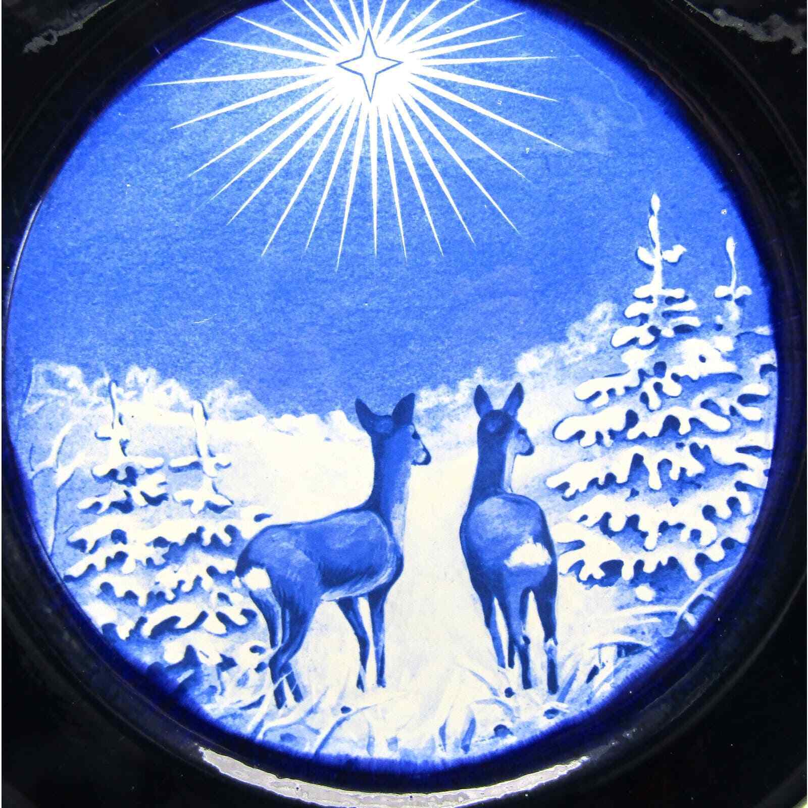 1982 Christmas Plate Two Deer Looking at the North Star Wall Hanging Plate
