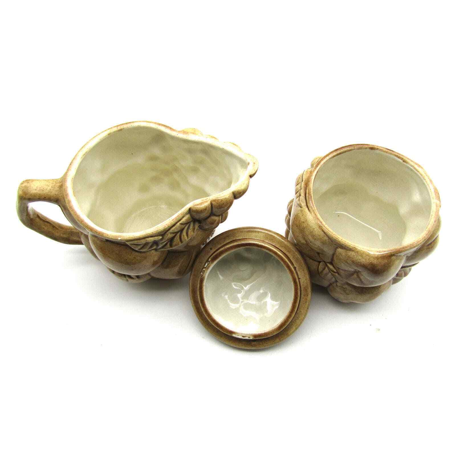 Fun Studio Ceramics Creamer and Sugar Fruit Design Marked JH '73