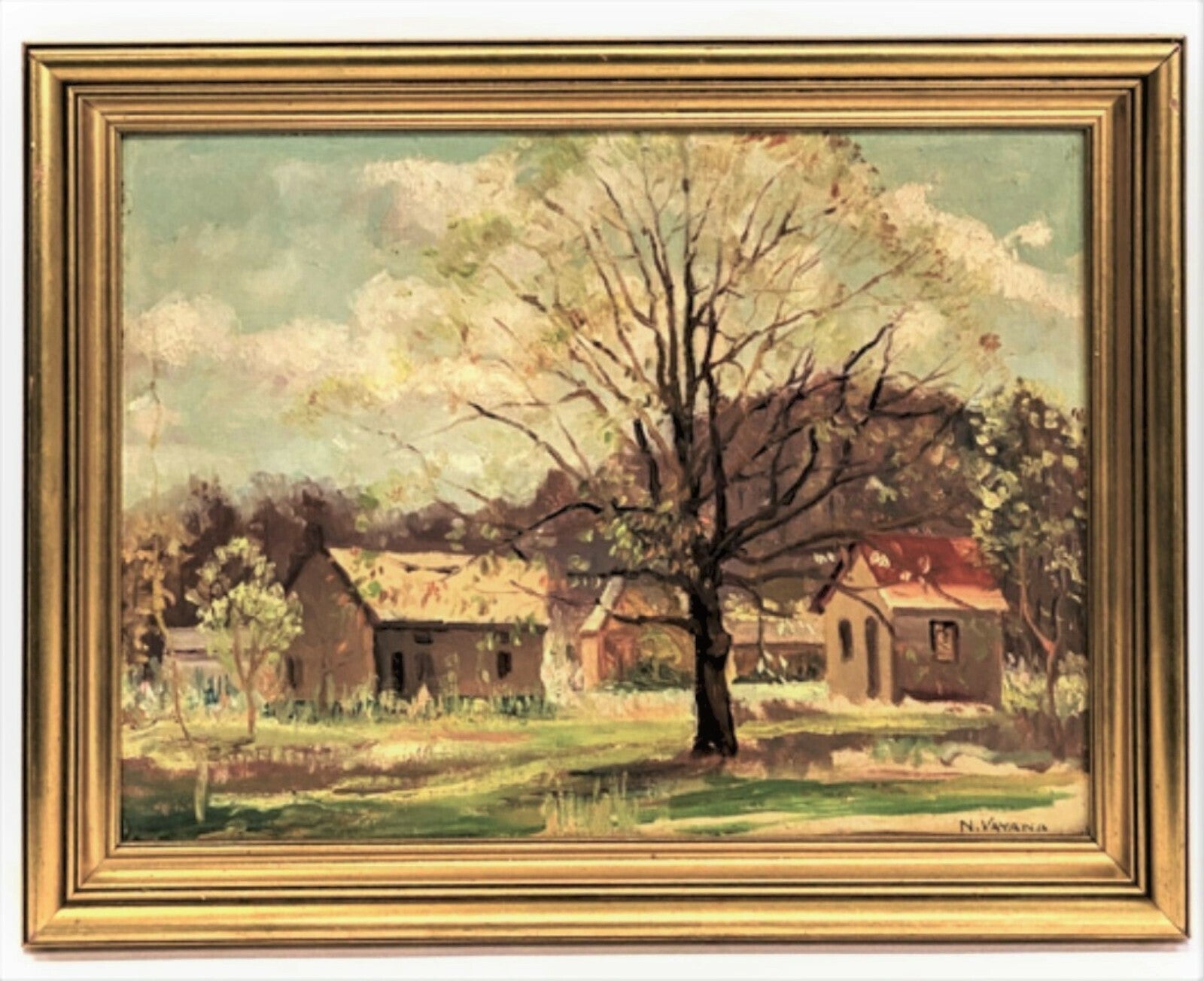 Nunzio Vayana Painting of Farmhouse New England Ogunquit Maine Artist 1878-1960