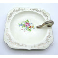 Hotta Yu Shoten Co Candy Dish W/ Handle Floral Hand painted Silver Accents 1920s