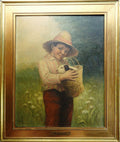 G. Bennet, Young Boy with a Dog 19thc