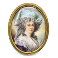 Miniature Portrait of a Woman Hand Painted on Bone Signed Doisteau