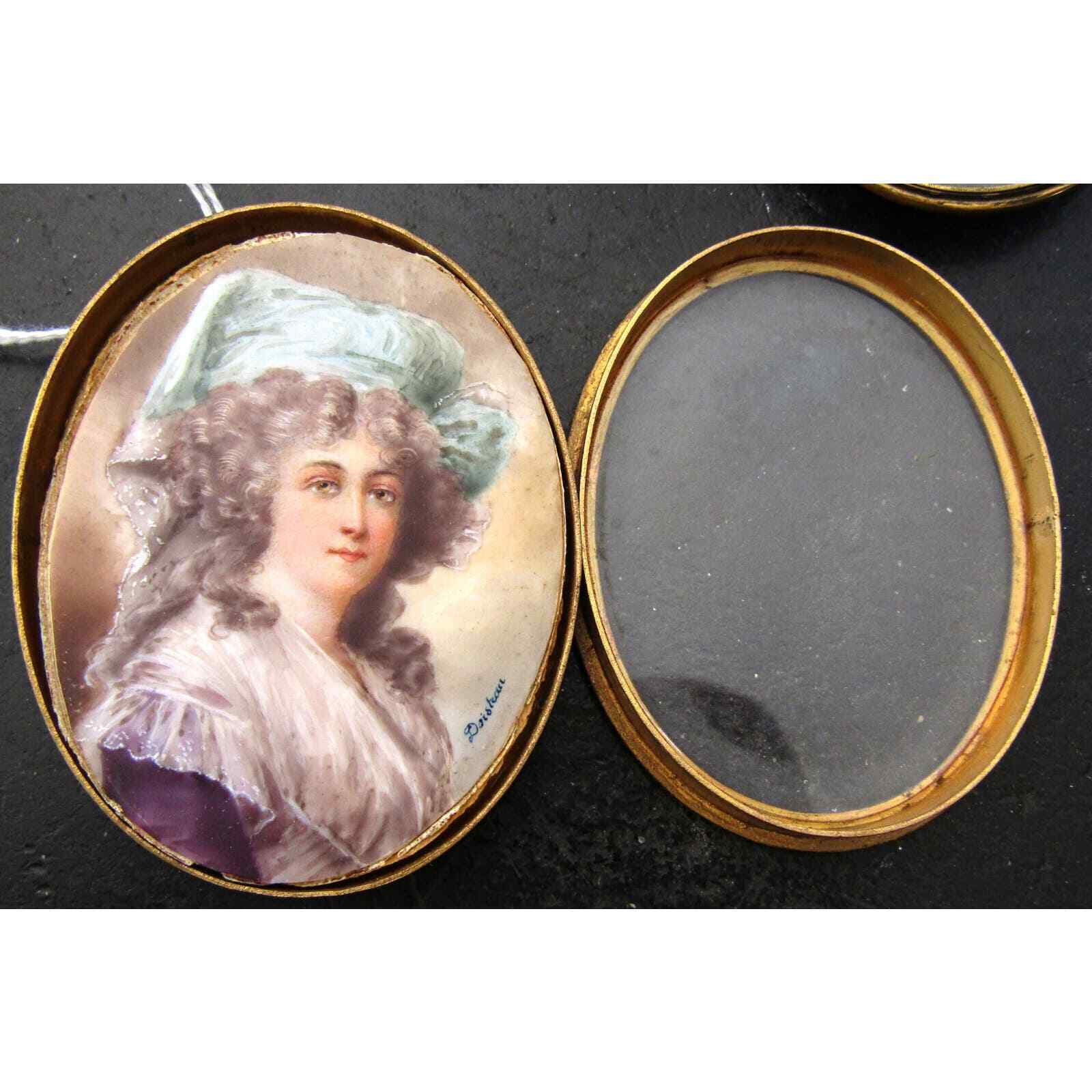 Miniature Portrait of a Woman Hand Painted on Bone Signed Doisteau
