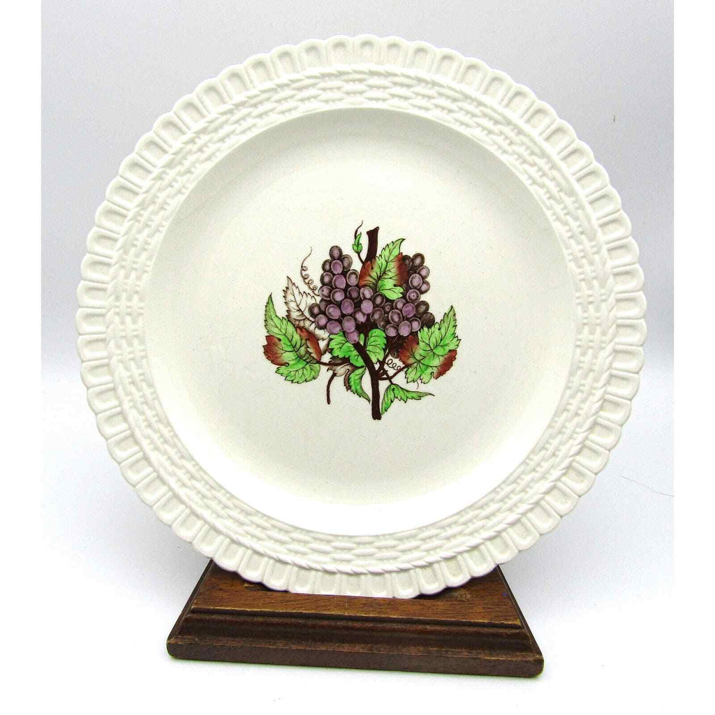 Copeland Spode Plates 9.25" Set of 6 Grape Pattern Basket Weave Edge