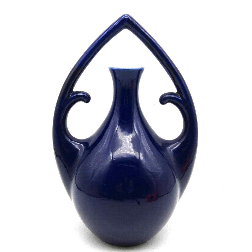 Continental Antique Portrait Vase Porcelain Male Card Player Cobalt Gold Gilt
