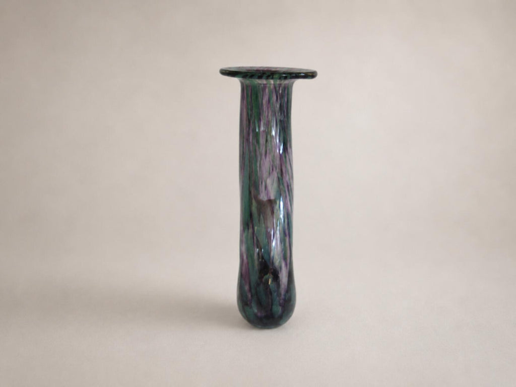 Mayflower American Pride Art Glass Vase Purple Green Hand Made 8"-Vintage