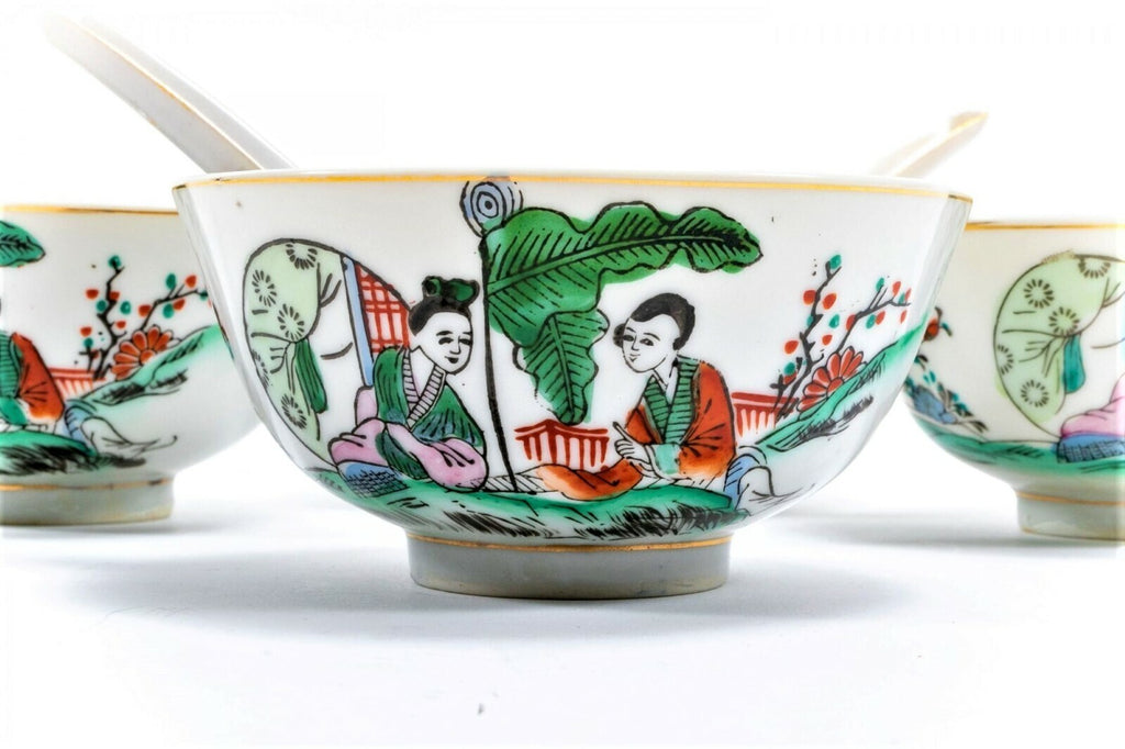 Chinese Famille Rose Bowls and Spoons, Signed, Early 20th Century