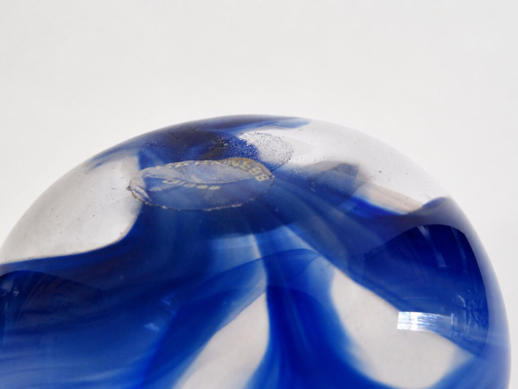 Harkness Glass Blue Swirl Art Glass Vase Hand Blown Signed 5"