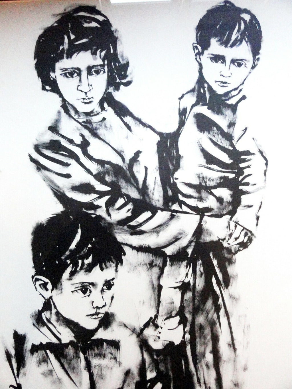Moshe Gat Lithograph Mother and Children Israeli Artist Signed Numbered 21/150