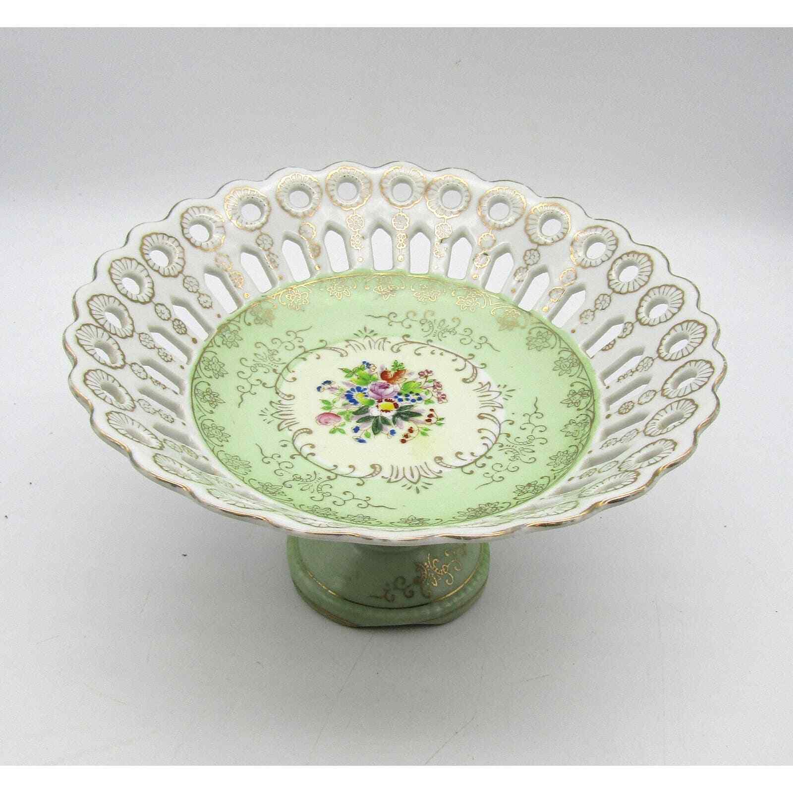 Betson Reticulated Pedestal Bowl Console Bowl Hand Painted 1940's