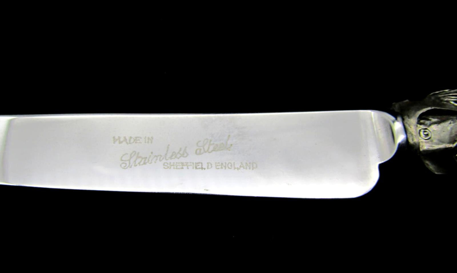 Vintage Stainless Steel Cheese Knife Decorative Handle made in Sheffield England