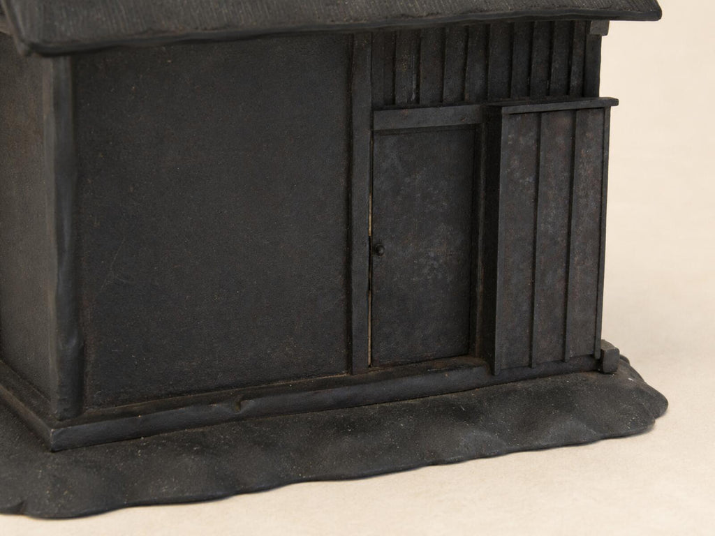 Antique Japanese Cast Iron House Lantern Oil Lamp 4-Door Signed Kyojiro